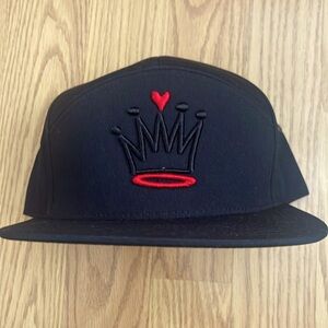 Queen of Hearts black on black puff embroidery SnapBack